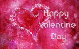 Pink Flower Heart Valentines Day Desktop Wallpaper