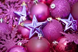 Pink Girly Xmas Balls Wallpaper