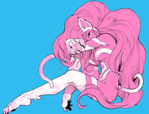 Pink Haired Anime Cat Girl Illustration Wallpaper