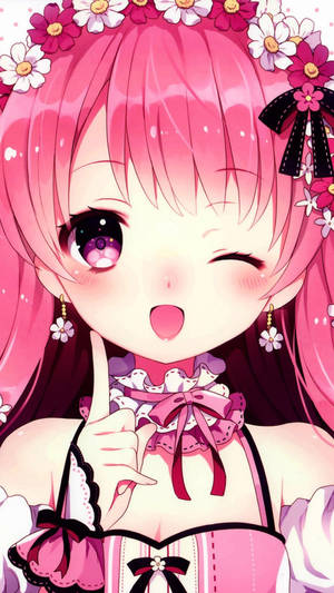 Pink Haired Anime Girl Iphone Wallpaper