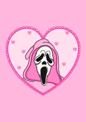 Pink Heart Ghostface Pfp Wallpaper