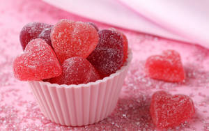 Pink Heart Gummy Candies Wallpaper