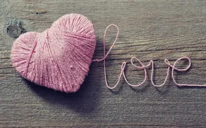 Pink Heart Love Yarn Wallpaper