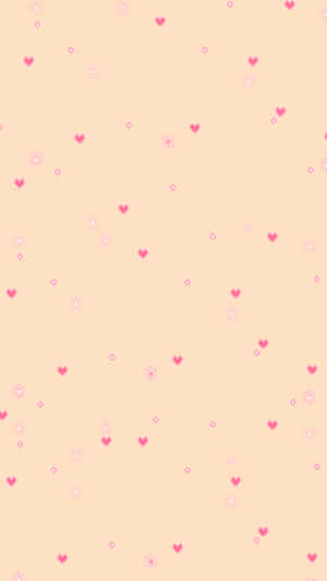 Pink Hearts On A Beige Background Wallpaper