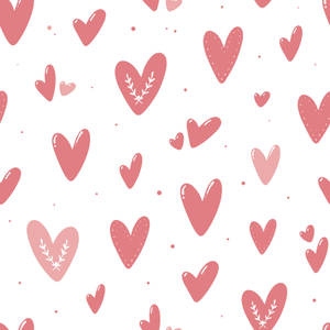 Pink Hearts On A White Background Wallpaper