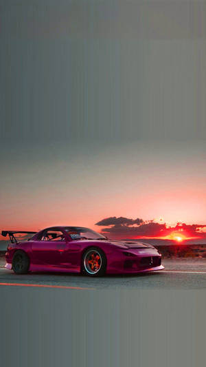 Pink Jdm Car During Sunset Wallpaper