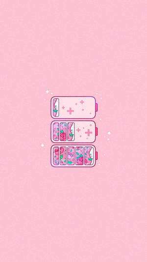 Pink Kawaii Batteries Wallpaper
