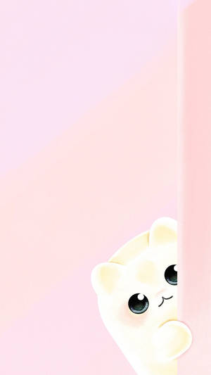 Pink Kawaii Peeking Cat Wallpaper