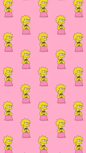 Pink Lisa Simpson Aesthetic Wallpaper