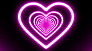 Pink Neon Hearts Light Tunnel Digital Illustration Wallpaper