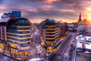 Pink Oslo Sunset City Wallpaper