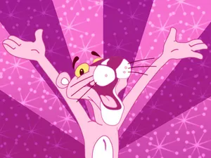 Pink Panther Joyful Pose Wallpaper