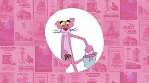 Pink Panther Walking With Paint Bucket Wallpaper