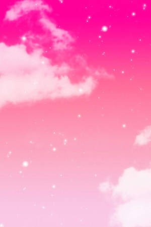 Pink Pastel Gore Sky With Clouds And Stars Wallpaper
