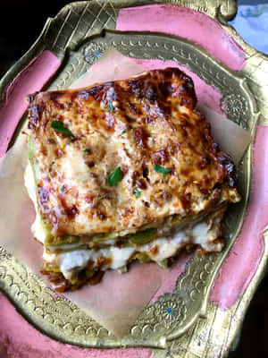 Pink Plated Lasagna Alla Bolognese Wallpaper