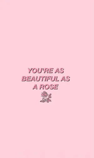 Pink Rose Aesthetic Words Wallpaper