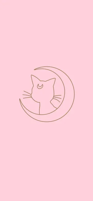 Pink Sailor Moon Inspired Cat Design Wallpaper