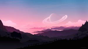 Pink Saturn Vector Art Wallpaper