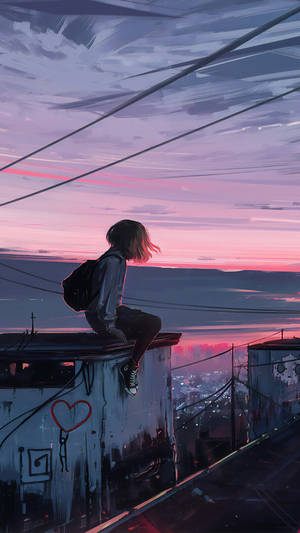 Pink Sky Aesthetic Girl Wallpaper