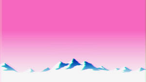 Pink Snowy Mountain Vaporwave Desktop Wallpaper