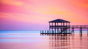 Pink Sunset Pier Wallpaper