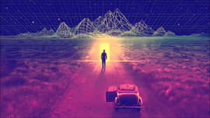 Pinkish 80s Aesthetic The Thirteenth Floor Digital Art Wallpaper