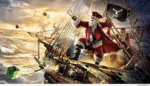 Pirate Santa Ready To Battle Wallpaper