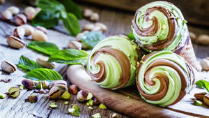 Pistachio Nuts Ice Cream Dessert Wallpaper