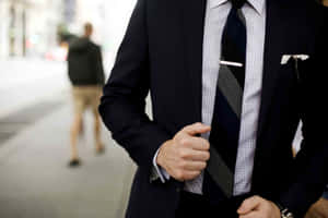 Pitch-black Men Suit Style Over A Checkered Shirt Wallpaper