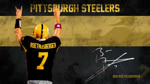 Pittsburgh Steelers Text Logo And Roethlisberger Wallpaper