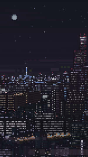 Pixel Art Cityscape Screenshot Wallpaper