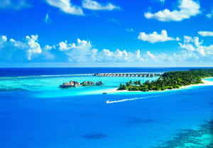 Pixel Beach Island At Sea Wallpaper