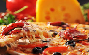 Pizza Hut Stretching Mozzarella Cheese Wallpaper