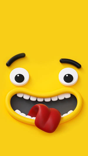 Plain Yellow Iphone Sticking Tongue Out Wallpaper