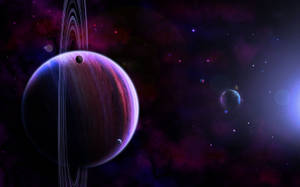 Planet Earth And Saturn Wallpaper