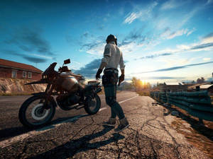 Player With Motorcycle In Player's Unknown Battleground Hd Wallpaper