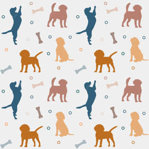 Playful Aesthetic Dogs Pattern Wallpaper