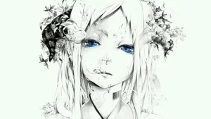 Playful Anime Character In White Dress Wallpaper
