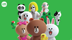 Playful Gathering Of Line Friends Characters Wallpaper