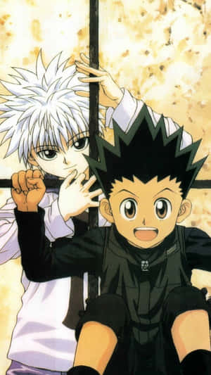 Playful Gon And Killua Phone Wallpaper