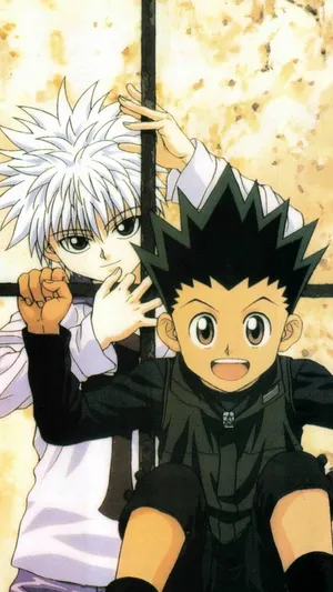 Playful Gon And Killua Phone Wallpaper