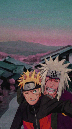 Playful Naruto And Jiraiya Wallpaper