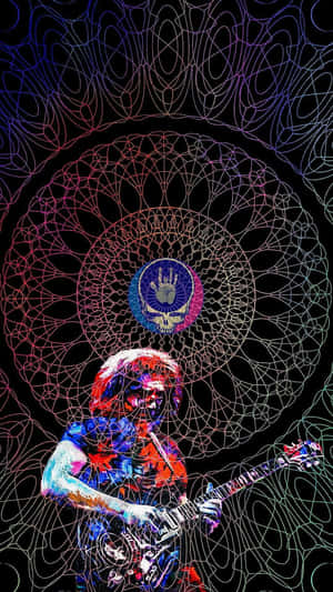 Playing Guitar Icon Of Grateful Dead Iphone Wallpaper