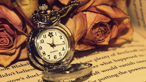 Pocket Quartz Watch And Rose Wallpaper