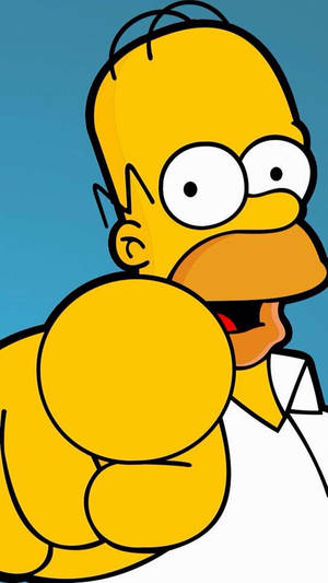 Pointing Homer Simpson Funny Wallpaper