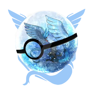Pokemon Ball With A Blue And White Bird Flying Wallpaper