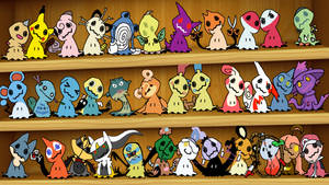 Pokemon Characters On A Shelf Wallpaper