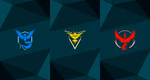 Pokemon Logos On A Black Background Wallpaper