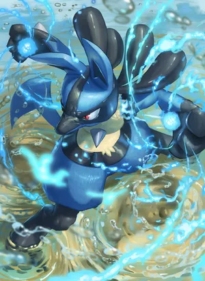 Pokemon Lucario In The Water Wallpaper