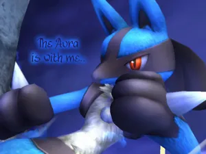 Pokemon Lucario Quote In Blue Font Wallpaper